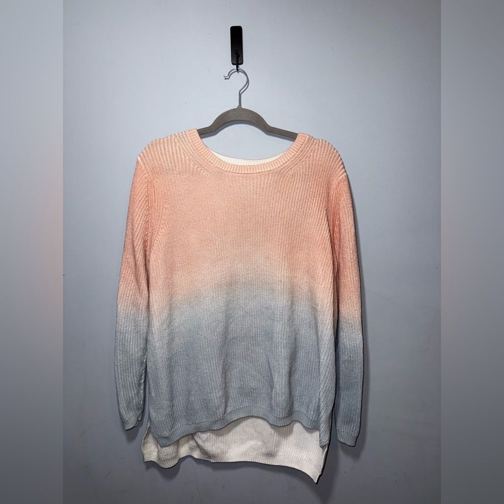525 America for Revolve Emma Shaker Sweater Ombre Tie Dye Cotton XL EUC
